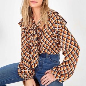Farm Rio Graphic Cashew Blouse Size Small